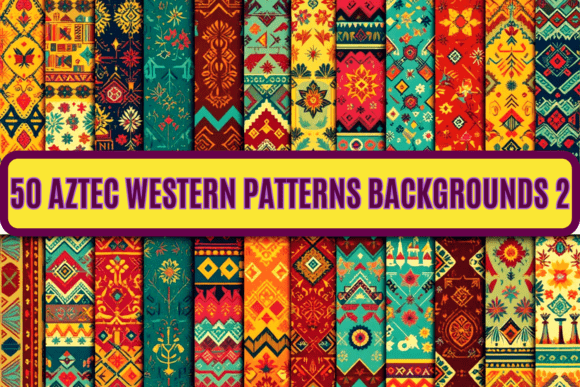 50 Aztec Backgrounds 2: Vibrant Patterns for Bold Design