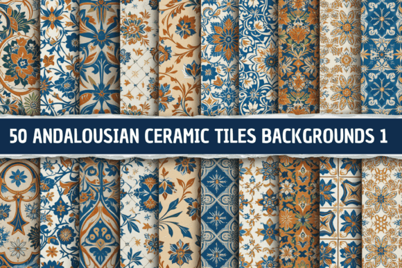 50 Ceramic Tiles Backgrounds 1: Andalusian Digital Elegance