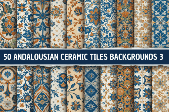 50 Ceramic Tiles Backgrounds 3: A Designer's Guide to Andalusian Pattern