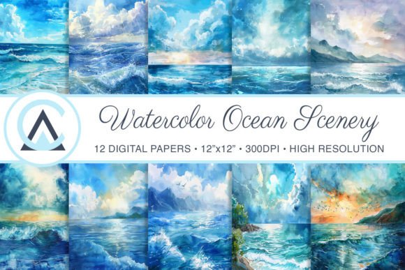 Bring Coastal Calm to Your Projects with Watercolor Beach Ocean Waves Backgrounds