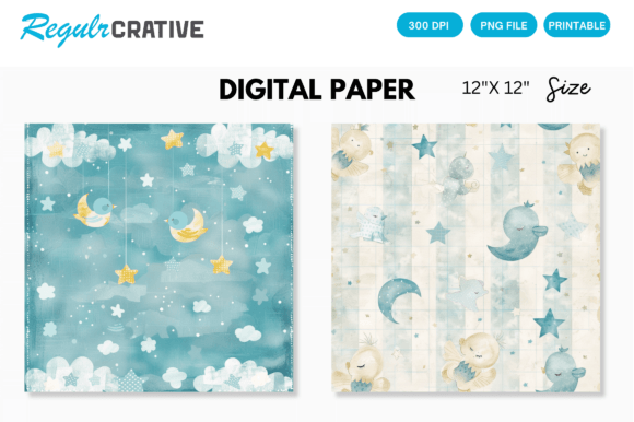 Charming Baby Boy Digital Paper Backgrounds for Creative Projects