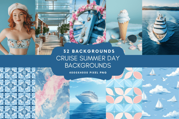 Cruise Summer Adventure Backgrounds: A Watercolor Collection for Vibrant Design