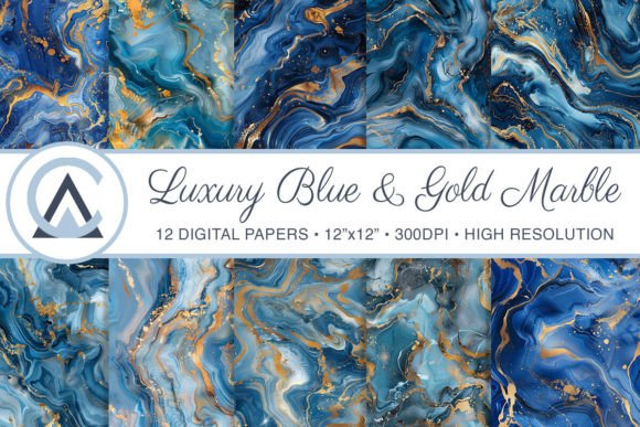 Elevate Your Projects with Blue & Gold Marble Backgrounds