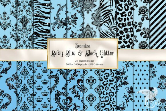 Sparkle and Sophistication: Using Baby Blue and Black Glitter Backgrounds