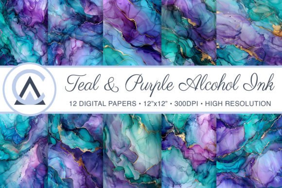 Stunning Teal & Purple Alcohol Ink Backgrounds for Modern Designs