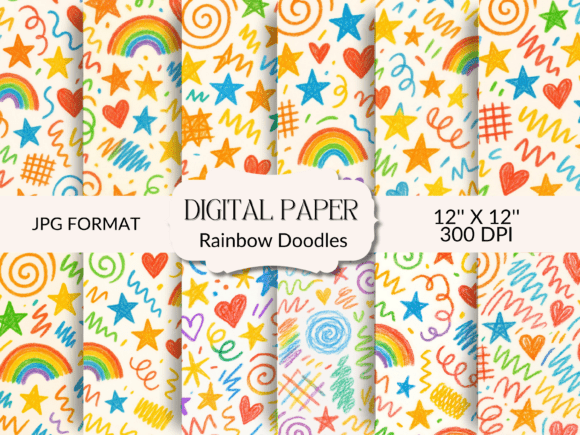 Unleash Creativity with Vibrant Rainbow Doodles Backgrounds