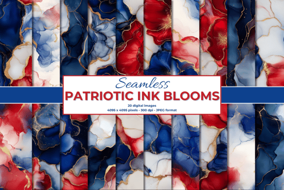Unleash Patriotic Spirit with Seamless Ink Blooms