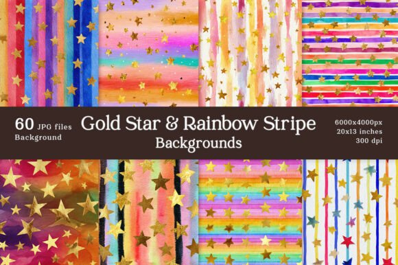 Unleashing Festive Creativity with Gold Star and Rainbow Stripe Backgrounds