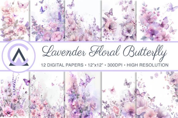 Watercolor Butterfly Lavender Flowers: A Designer's Dream Background
